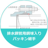 排水鋼管用鋼球入りパッキン継手